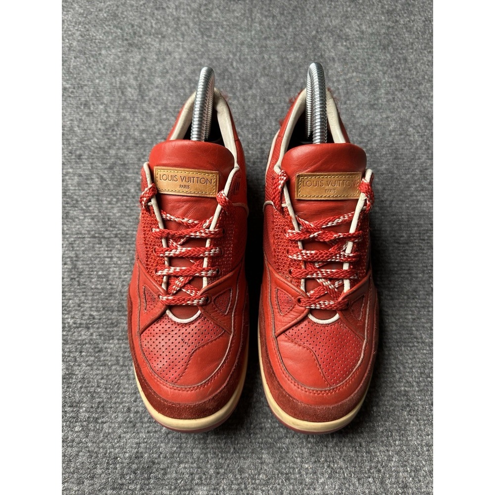 Womens Sneakers Louis Vuitton Red Leather Low Top, Size US 6.5 - Picture 4 of 12